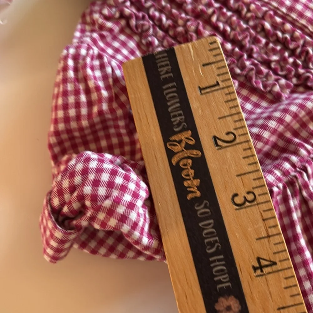 Pink and white Gingham Ralph Lauren Dress 3M Roll Sleeve Ruffle Neck Pink